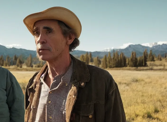 Prompt: First image from Kelly Reichardt's new film Blackadar, starring Mark Rylance as a thrill-seeking alcoholic retiree in a mountain town in 1970s Idaho. Cinematography by Dan Laustsen, shot on Kodak Vision 200T. 8k print.