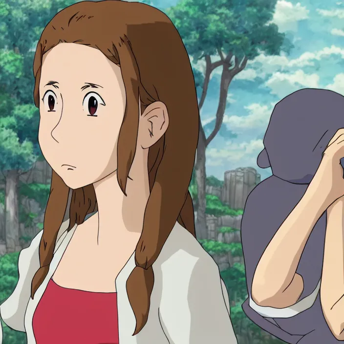 Image similar to jenna fischer anime style ghibli, 8 k,