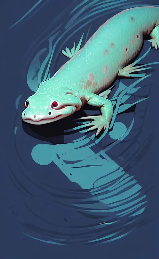 Image similar to axolotl, vector art, illustration, wide angle shot, by greg rutkowski
