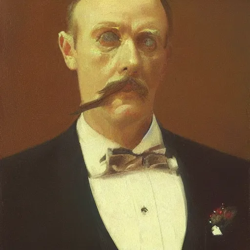 Prompt: portrait of'the orb'in a suit, elegant, monocle, bowtie, by ilya repin