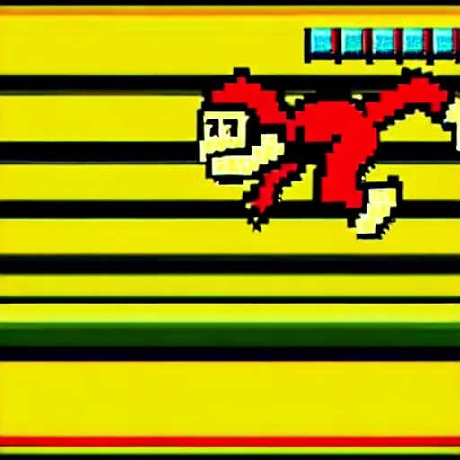 Image similar to Donkey Kong slips on a banana, 16 bit graphics