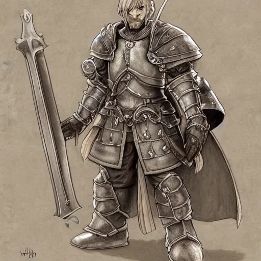 Prompt: heroic character design of anthropomorphic beaver, portrait, holy crusader medieval knight, final fantasy tactics character design, character art, colorized pencil sketch, highly detailed, Akihiko Yoshida,