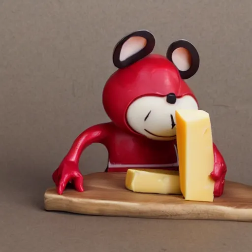 Image similar to mouse with red helmet eating cheese