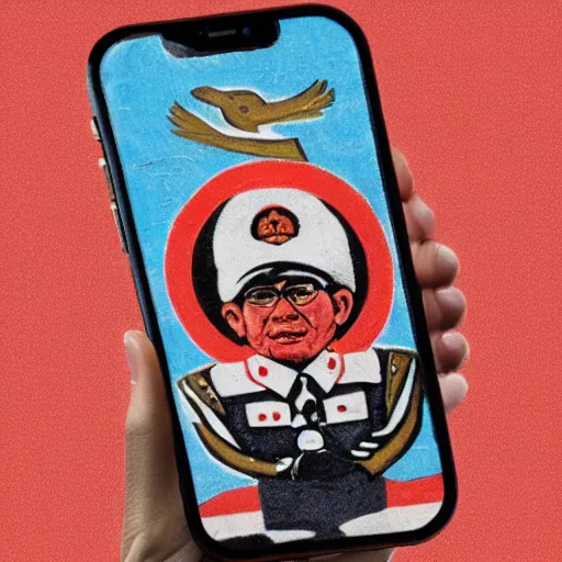 Prompt: iphone as maoist propaganda