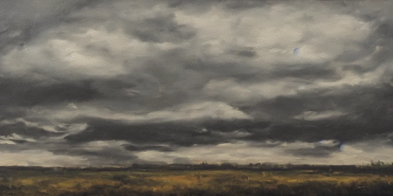 Prompt: an oil painting of a very dark and gloomy landscape,