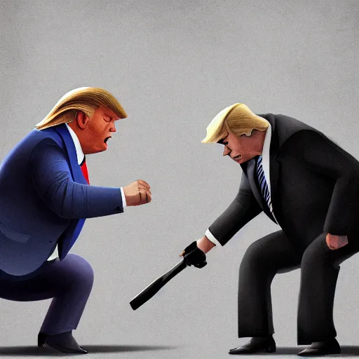 Prompt: Vladimir Puting and Donald Trump death match, hyperdetailed, artstation, digital art, photorealism, accurate, 8k,