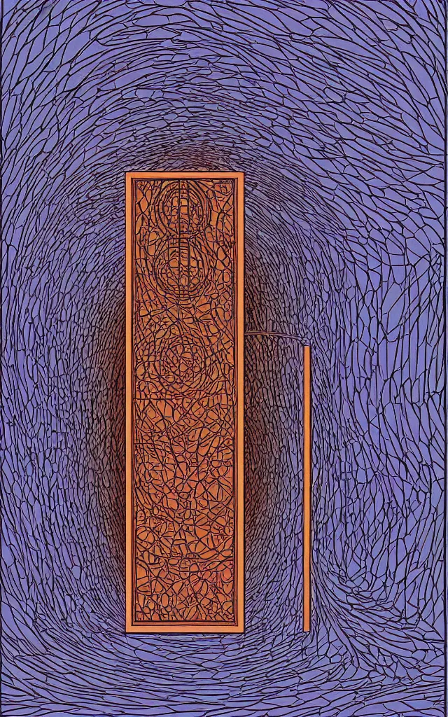 Image similar to rectangular portal gate to another dimension, fractal. retro minimalist art by jean giraud