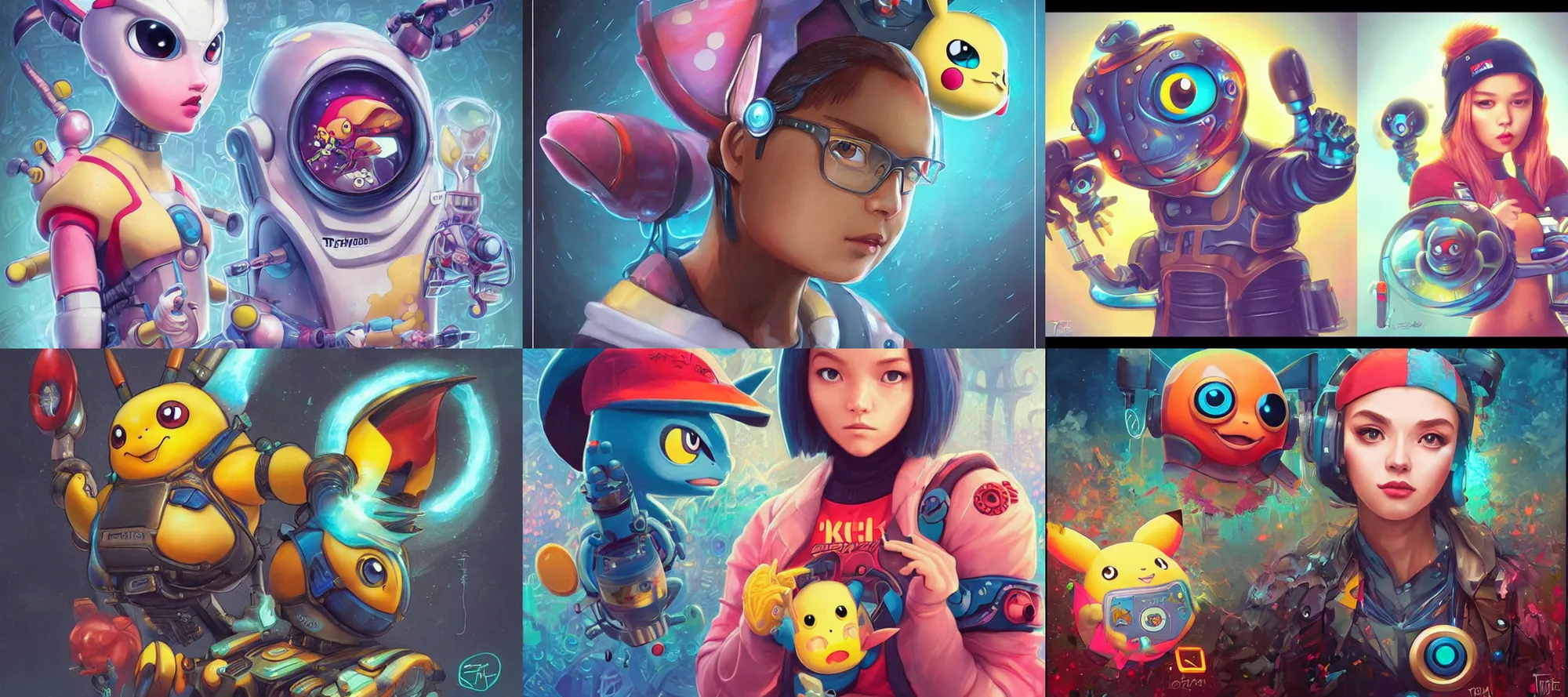 Image similar to lofi BioPunk Pokemon Pikachu portrait Pixar style by Tristan Eaton_Stanley Artgerm and Tom Bagshaw,