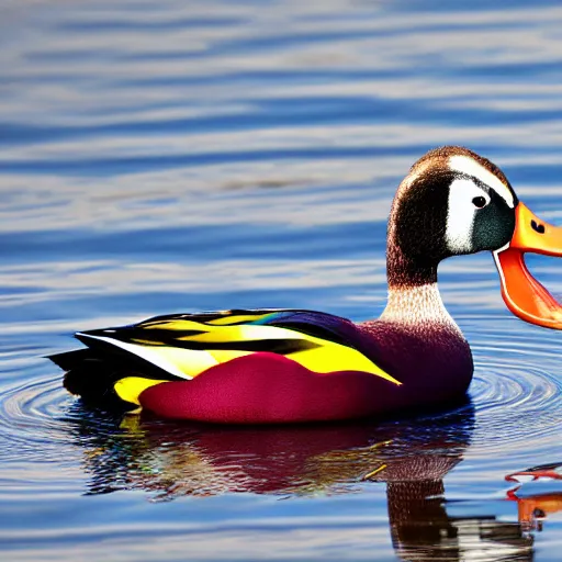 Prompt: a multicolored duck