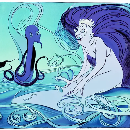 Prompt: ursula the sea witch, boris johnson, ( ( ( ( octopus tentacles ) ) ) ), by glen keane, disney