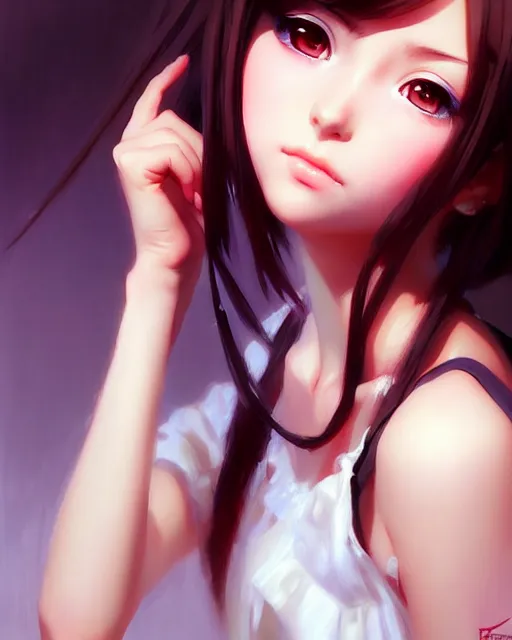 Image similar to portrait Anime girl cute-fine-face, pretty face, realistic shaded Perfect face, fine details. Anime. realistic shaded lighting by Ilya Kuvshinov Giuseppe Dangelico Pino and Michael Garmash and Rob Rey