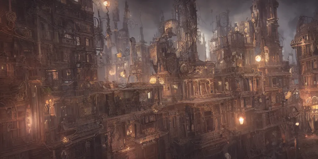 Prompt: an insanely intricate detailed beautifull 3 d render of a steampunk city like rapture, unreal engine, octane render, redshift, 8 k resolution, cell shaded rendering, soft dramatic lighting, cinematic, subsurface scattering, anti aliashing, by disney