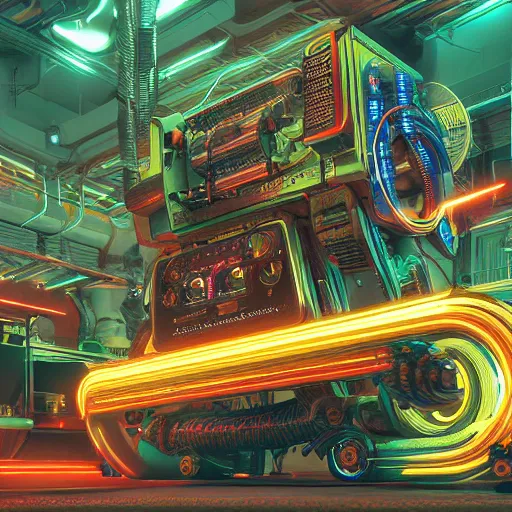 Image similar to album art, tripmachine, album is called tripmachine, photo of a huge futuristic dieselpunk generator inside a steampunk machinery, 8 k, fluorescent colors, halluzinogenic, multicolored, exaggerated detailed, front shot, 3 d render, octane