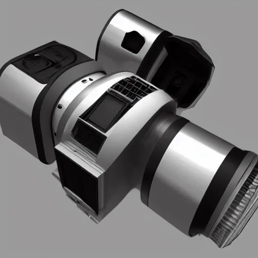 Prompt: a camera design inspired by Star Wars, 3d render concept, realistic