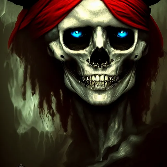 Prompt: photo of a pirate ghost portrait in a grotto, photorealistic, dark, atmospheric lighting, painted, intricate, ultra detailed, well composed, best on artstation, cgsociety, epic, stunning, gorgeous, intricate detail, wow, masterpiece