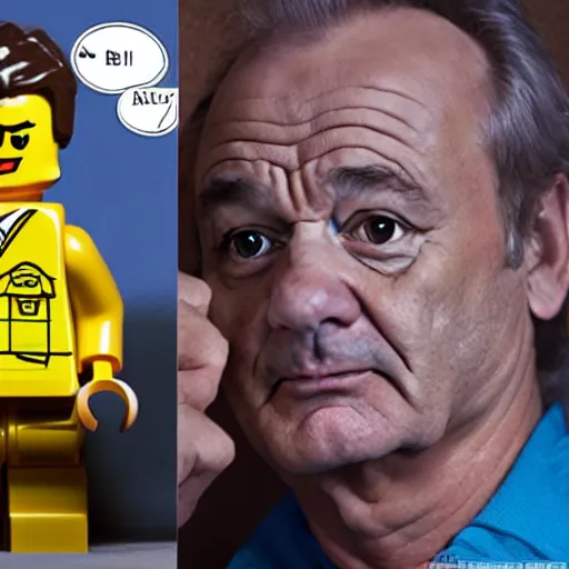 Prompt: bill murray as a lego man