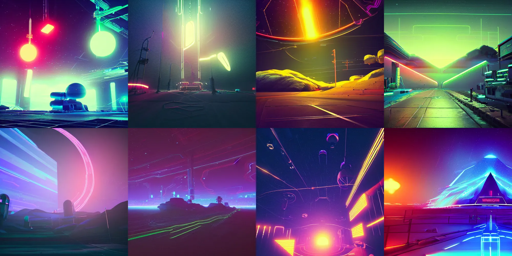 Prompt: beautiful dark landscape, astronaut neon lights, in the style of beeple and mike winkelmann, intricate, epic lighting, cinematic composition, hyper realistic, 8 k resolution, unreal engine 5, ultraviolet colors,