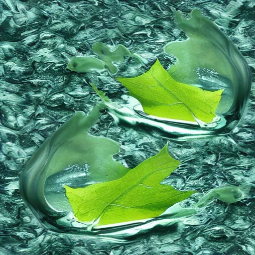 Prompt: seal melted leaf liquephotographs submerged digitalart