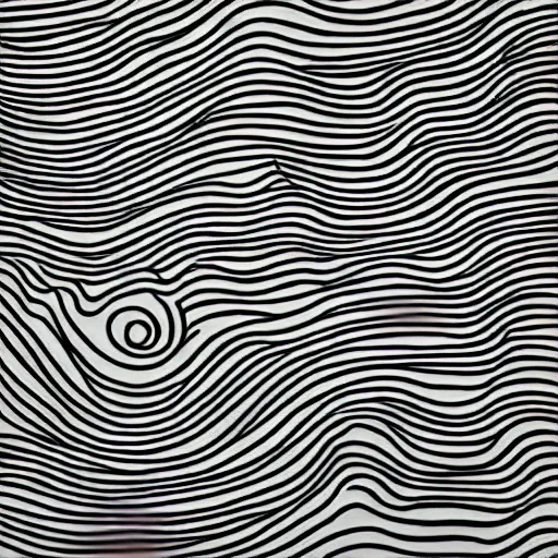 Prompt: minimalist line drawing of ocean wave, thin long fine lines, woodblock print