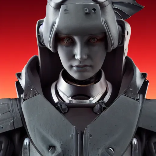 Prompt: close up of evil futuristic dystopian regime soldier, plasma gun, blonde hair, fox ears on hair, human, female, concept design, contrast, hot toys, kim jung gi, greg rutkowski, zabrocki, karlkka, jayison devadas, trending on artstation, 8 k, ultra wide angle, pincushion lens effect, red and black color scheme