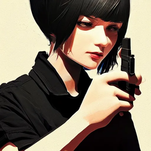 Image similar to A sorcerer wielding two Glock pistols, bust shot, smooth, intricate, elegant, power aura, digital painting, artstation, concept art, high tech fantasy, sharp focus, illustration, art by Ilya Kuvshinov-H 640