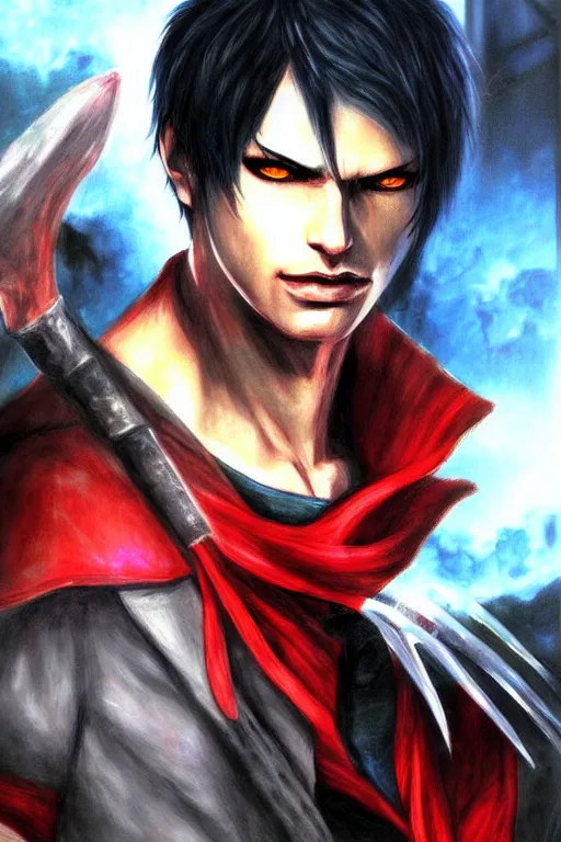 Image similar to dante from devil may cry 3 portrait dnd, painting by jia, ruan