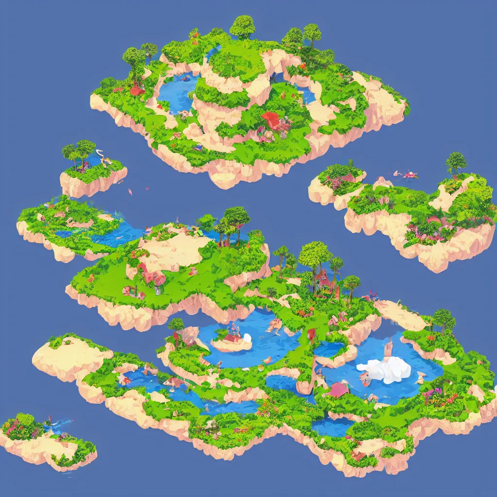 Prompt: isometric floating island