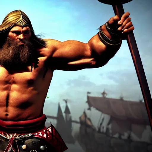 Prompt: Muscular Viking Fights against Templar Cinematic 4K