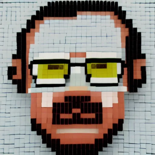 Prompt: walter white made of marbles, voxels