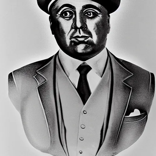 Image similar to al capone as a calzone being turned into a calzone as a calzone but still with the face of al capone being baked in an oven as a calzone, realistic, hyperrealistic, ultra realistic, real, real world, highly detailed, very detailed, extremely detailed, intricate details, 8 k resolution, hd quality