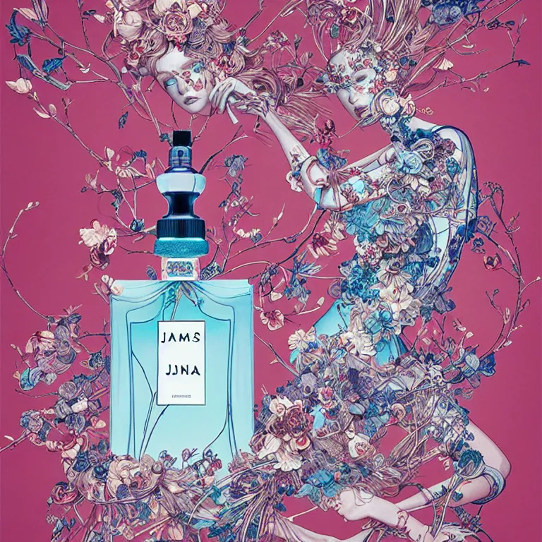 Prompt: fragrance advertising campaign by james jean, highly detailed, intricate, very beautiful