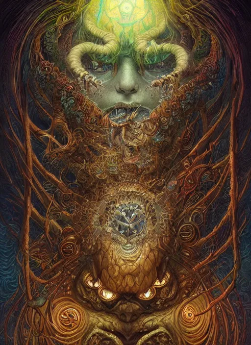 Image similar to dan deacon glowing eyes, shamanic poster lsd art, intricate, elegant, highly detailed, centered, digital painting, artstation, concept art, smooth, sharp focus, illustration, artgerm, tomasz alen kopera, peter mohrbacher, donato giancola, joseph christian leyendecker, wlop, frank frazetta