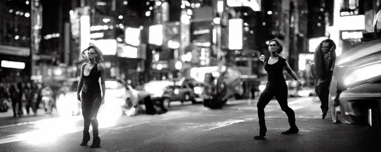 Prompt: “ the incredible hulk with the face of natalie portman, film still, studio lighting, on a busy street of new york city ”