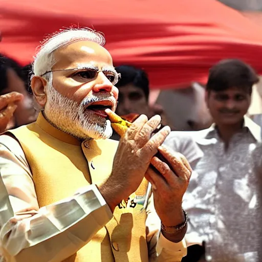 Prompt: Narendra Modi eating a banana