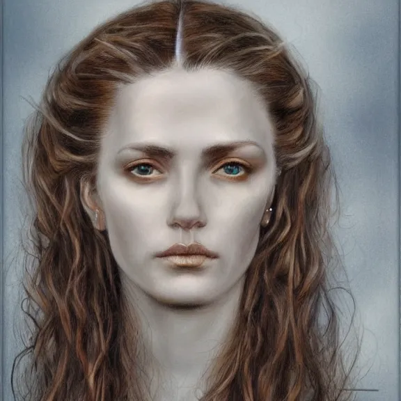 Image similar to a highly detailed portrait in the style of john currin and in the style of luis royo.