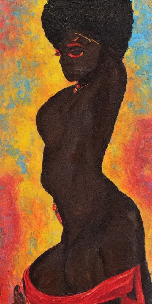 Image similar to A Black woman Goddess, oil Painting