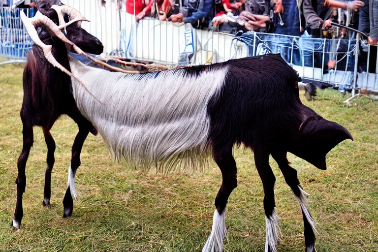 Image similar to The kilometer long, stringy goat, Guinness Book of World Records holder, photograph