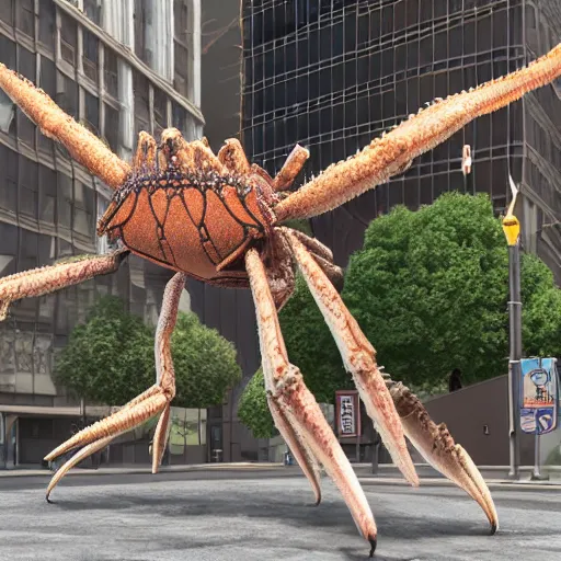 Prompt: Giant Spider Crab Wandering in a Big City, by Trevor Browne, Shag, Mark Ryden, and Robert Williams Giant Spider Crab Wandering in a Big City 16k 3d model rendered in ZBrush & Escape & Solidworks Visualize Hyper detailed digital matte painting, concept art, hyperrealism, 16k resolution, ambient occlusion, Cinema 4D, 8k resolution, trending on Artstation, Behance HD, Pop Surrealism, Lowbrow, a masterpiece, by Marion Peck and Rafał Olbiński horror, creepy, quirky, dark, disturbing, mysterious, strange, odd, weird, sinister, ominous, magic, spells, whimsical, cute, fantastic, fanciful, mischievous, adorable, by Bob Ross and Jacek Yerka