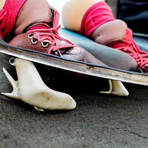 Prompt: a skate boot on a foot covered in cast