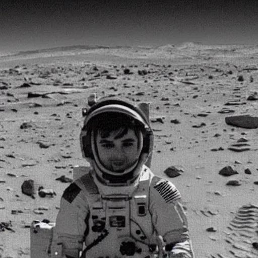 Image similar to extremely detailed photo of young carl sagan on mars, detailed face