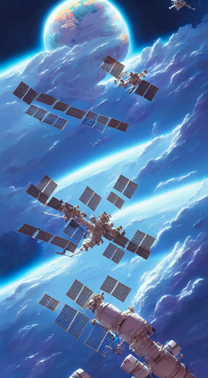 Prompt: international space station orbiting earth, in marble incrusted of legends official fanart behance hd by jesper ejsing, by rhads, makoto shinkai and lois van baarle, ilya kuvshinov, rossdraws global illumination