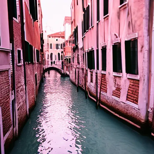 Image similar to portra 800 street photography in Venice a subject is blurry because it's in motion