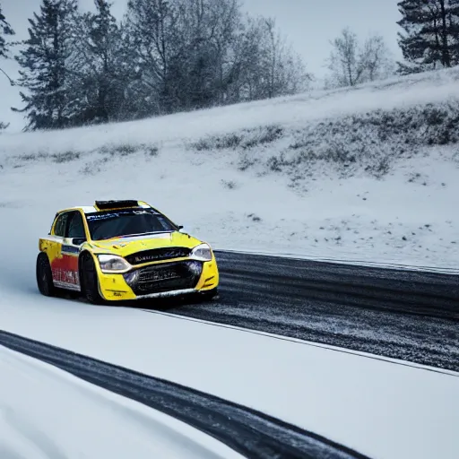 Image similar to rally cars racing through snow on a mountain, snowing fast image motion blur 8k