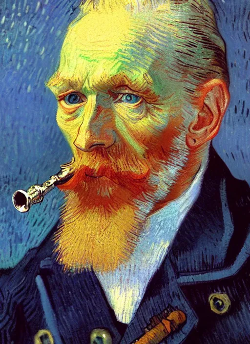 Prompt: portrait of a very old sailor with a pipe, detailed realism face in painting, detailed beautiful portrait, expressionist oil painting masterpiece, 8 k resolution, smooth, sharp focus, pastel color palette, trending on artstation, by van gogh