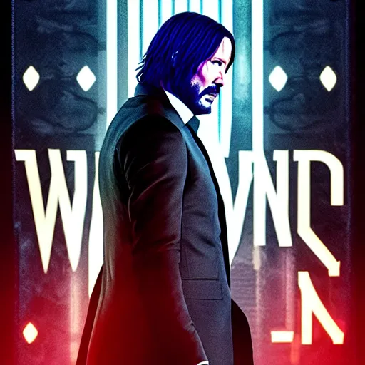 Image similar to john wick, cyberpunk style