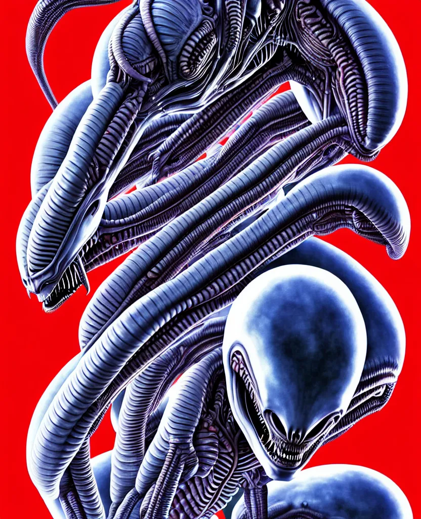 Image similar to newborn from alien, by yusuke murata!!!!!!!!, symmetrical!!!, hd, hyper detailed, 4 k