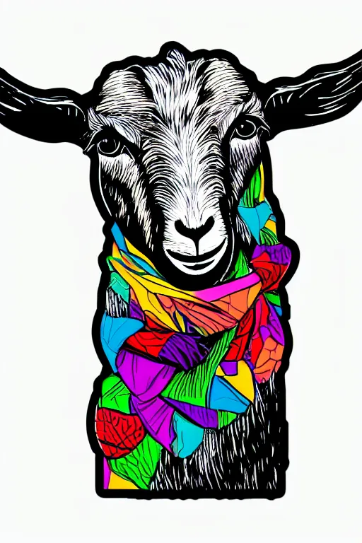 Image similar to A portrait of a goat wearing a sweatband, sticker, colorful, illustration, highly detailed, smooth and clean vector curves, no jagged lines, vector art, smooth