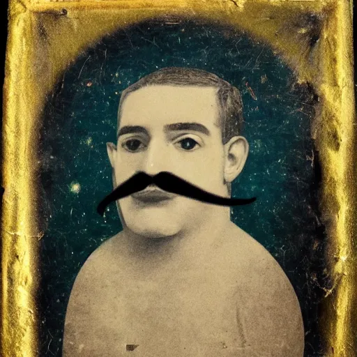 Prompt: ancient portrait of the sun with mustache