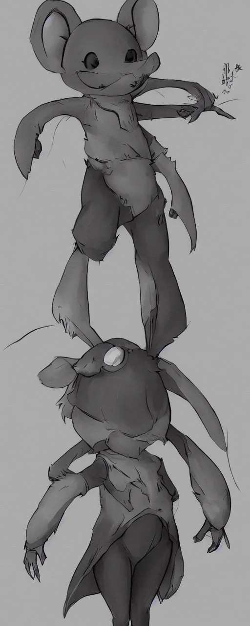 Image similar to concept art full body of mouse character, trending on pixiv, deviantart