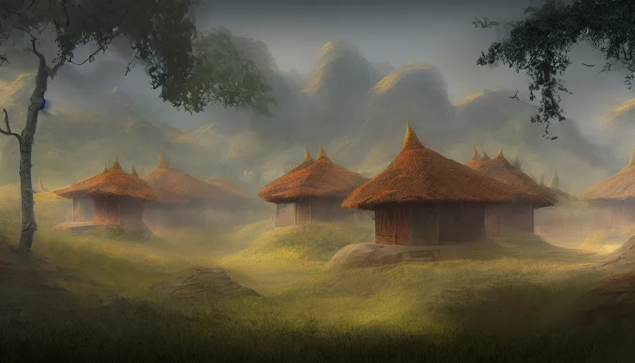 Prompt: matte painting of a beautiful lanna village, digital art, trending on artstation